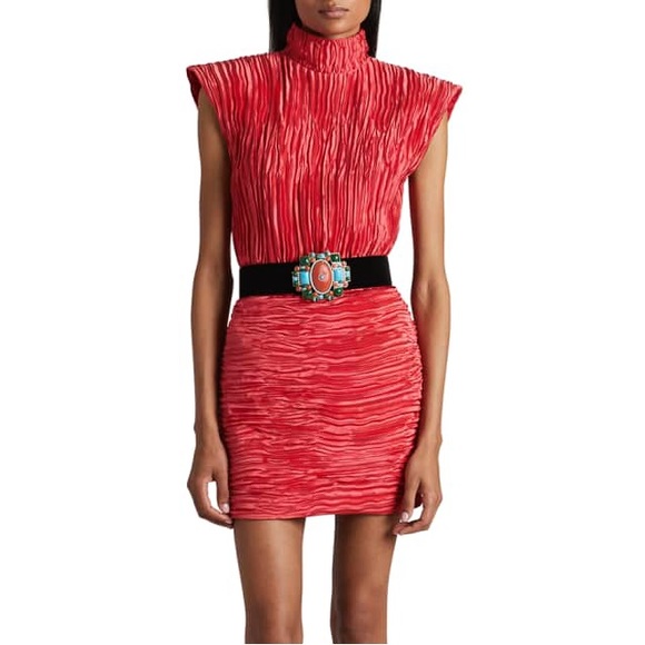 ANDREW GN Ruched Silk Mini Dress - Picture 1 of 5